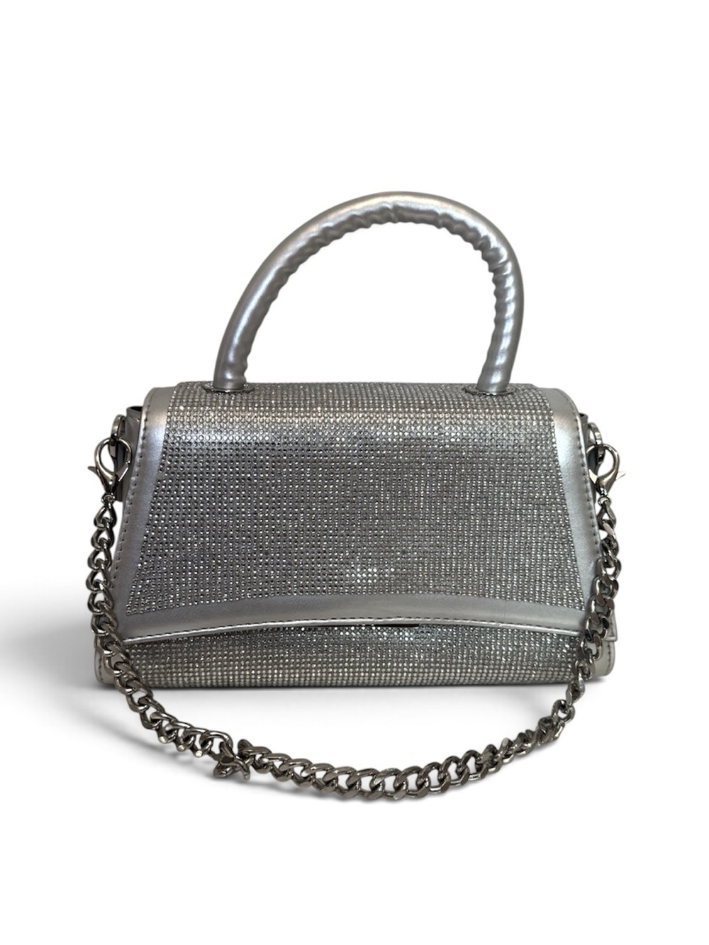 ALDO Silver Rhinestone Mini Bag Y2K McBling Party Purse